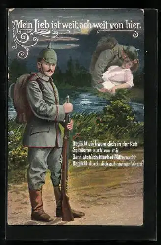 AK Soldatenliebe, Mein Lieb ist weit ach weit von hier