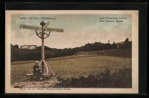 AK Berg en Dal, Grenspaal, Deutusch-Niederländische Grenze