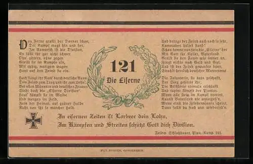AK Spruch: 121 Die Eiserne, Eisernes Kreuz