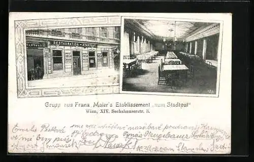 AK Wien, Franz Maier`s Etablissement zum Stadtgut, Sechshausersstr. 3