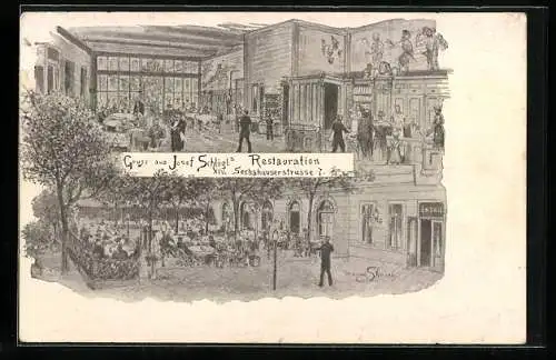 AK Wien, Josef Schlögl`s Restaurant, Sechshauserstrasse 7