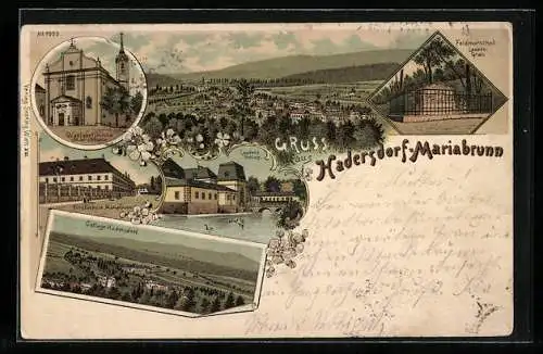 AK Wien, Hadersdorf-Mariabrunn, Forstschule, Wallfahrtskirche, Laudons Schloss