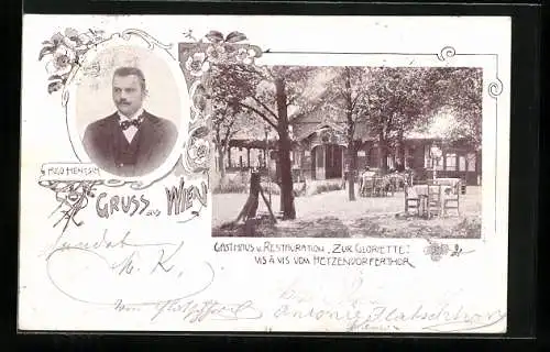 AK Wien, Gasthaus und Restaurant Zur Gloriette, Hugo Hentsch
