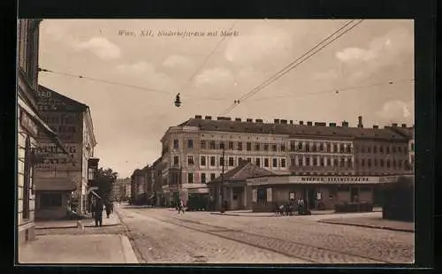 AK Wien, Niederhofstrasse mit Markt