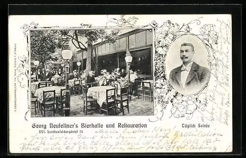 AK Wien, Restaurant und Bierhalle von Georg Neufellner, Lerchenfeldergürtel 55