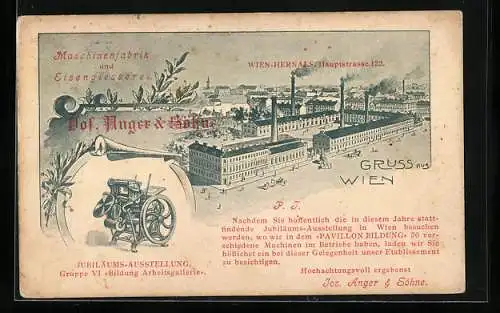 Lithographie Wien-Hernals, Maschinenfabrik und Eisengiesserei, Hauptstrasse 122, Jubiläums-Ausstellung Gruppe VI