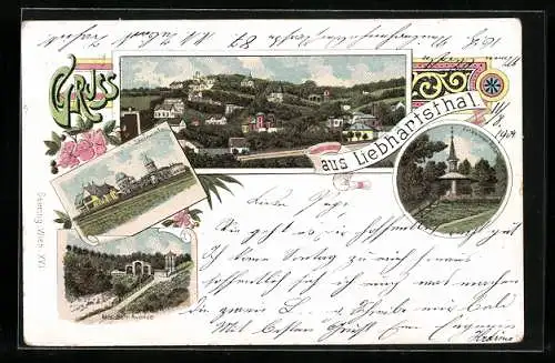 Lithographie Wien, Liebhartsthal, Sternwarte, Elisabeth Avenue, Kathariner Ruhe