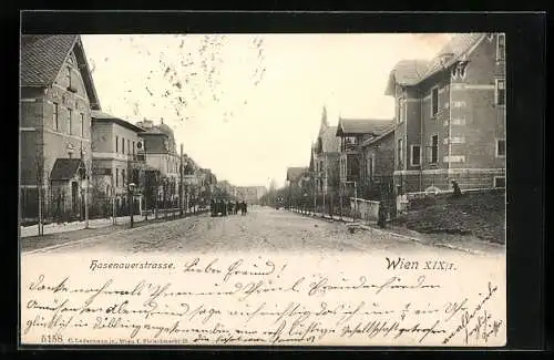 AK Wien, Hasenauerstrasse mit Pferdegespann