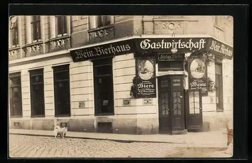 Foto-AK Wien, Gasthaus von Stefan Pfeffer, Hamburgerstrasse 11