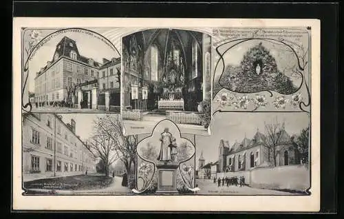 AK Wien, Strebersdorf, Pensionat St. Josef, Kirche u. Marienheim, Hochaltar