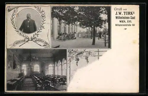 AK Wien, Gasthaus Wilhelminen-Saal von J. W. Türk, Wilhelminenstrasse 164