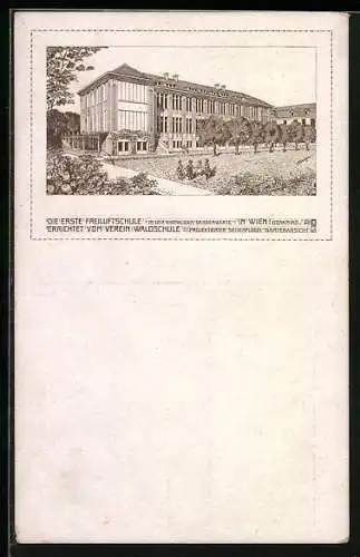 Künstler-AK Wien, Ottakring, Erste Freiluftschule in der ehem. Sängerwarte