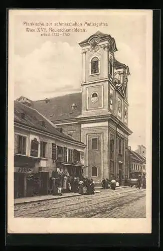 AK Wien, Pfarrkirche zur Schmerzhaften Muttergottes Neulerchenfelderstrasse