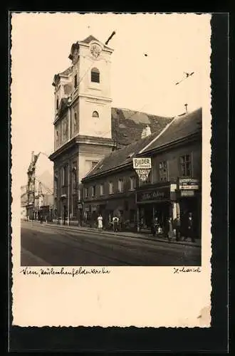 AK Wien, Neulerchenfelder Kirche und Geschäfte