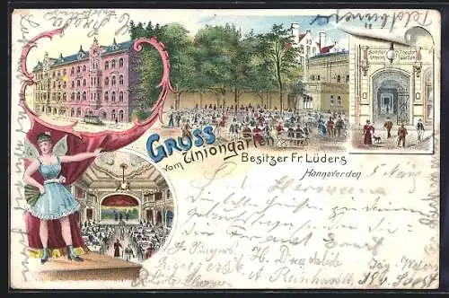 Lithographie Hannover, Restaurant Uniongarten von Fr. Lüders