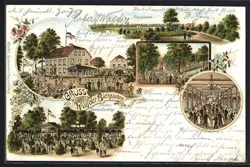 Lithographie Wülfel, Wülfeler Biergarten, Inh. Joseph Gerding, Scheibensland
