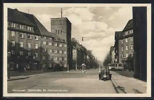 AK Hannover, Sallstrasse, Motorrad, Autobus
