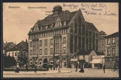 AK Hannover, Gasthof und Gewerkschaftshaus, Sattler Wilhelm Busch