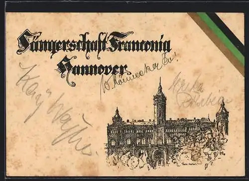 Künstler-AK Hannover, Studentenwappen der Sängerschaft Franconia