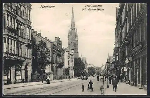 AK Hannover, Marienstrasse mit Gartenkirche