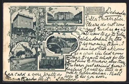 AK Quadrath, Gasthof zur Post, Villa Saphir, Schloss Schlenderhan