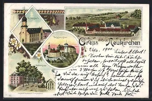Lithographie Neukirchen / Pleisse, Werdauer Strasse, Schweinsburg, Rittergut Carthause