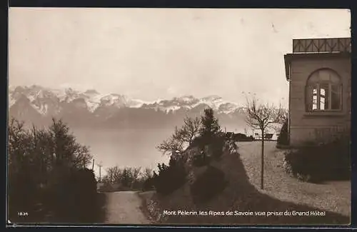 AK Mont Pélerin, les Alpes de Savoie vue prise du Grand Hotel