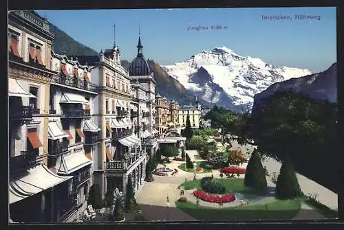 AK Interlaken, Partie am Höheweg mit Blick zur Jungfrau