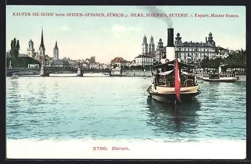 AK Zürich, Ortsansicht mit Brücke