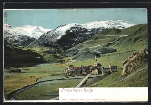 AK Furka, Blick auf den Ort, Furkastrasse Realp