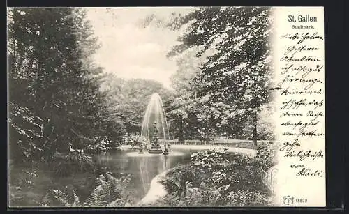 AK St. Gallen, Wasserspiel im Stadtpark