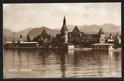 AK Luzern, Uferansicht mit Festhalle