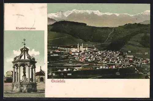 AK Einsiedeln, Klosterbrunnen, Totalansicht