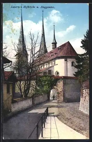 AK Luzern, Hofkirche und Zinggentor