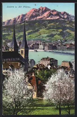 AK Luzern, Teilansicht und der Pilatus