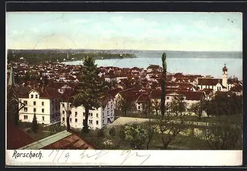AK Rorschach, Generalansicht der Stadt, Blick auf den See