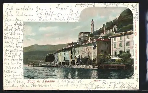 AK Morcote / Lago di Lugano, Uferansicht mit Pension