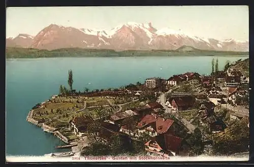 AK Gunten, Panorama mit Thunersee und Stockhornkette