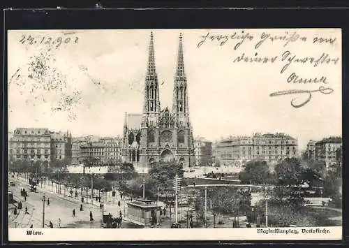 AK Wien, Maximilianplatz mit Votivkirche