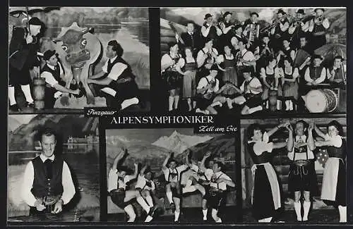 AK Zell am See, Pinzgauer Alpensymphoniker, Mitglieder in Tracht beim Tanzen
