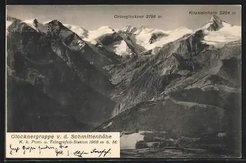 AK Schmittenhöhe, Landschaftsbild mit Grossglockner und Kitzsteinhorn