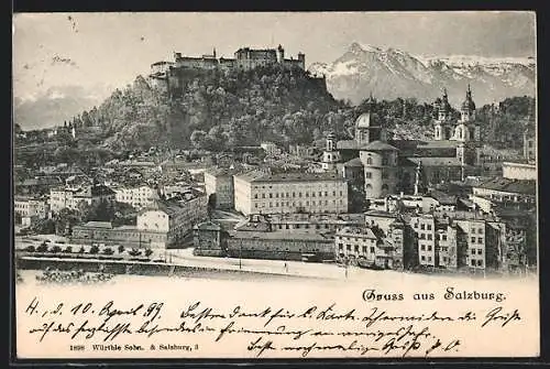 AK Salzburg, Gesamtansicht mit Burg