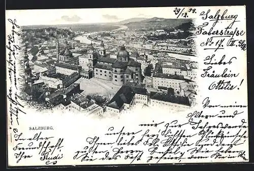 AK Salzburg, Panoramablick aus der Vogelschau