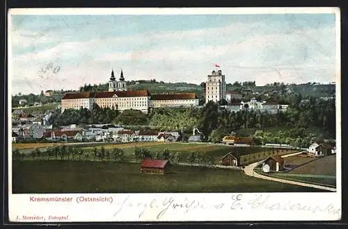 AK Kremsmünster, Panorama von Osten gesehen