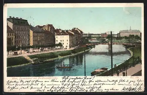 AK Wien, Donaukanal mit Ferdinandsbrücke