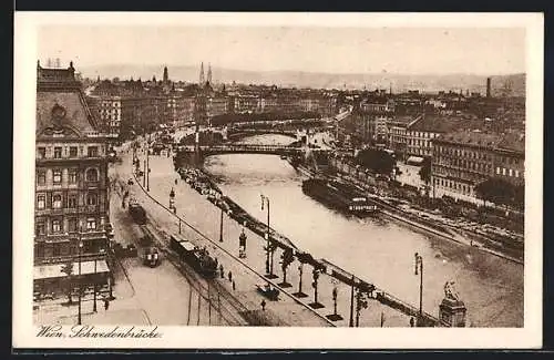 AK Wien, Schwedenbrücke aus der Vogelschau