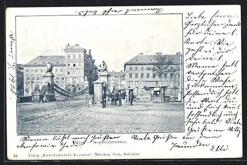 AK Wien, Aspernbrücke, Brückenkopf mit Passanten