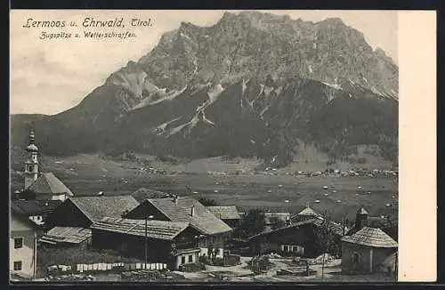 AK Lermoos / Tirol, Ortsansicht mit Ehrwald, Zugspitze und Wetterschroffen