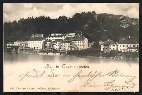 AK Ach / Oberösterreich, Ortspartie am Ufer