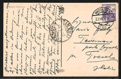 Künstler-AK Vipiteno / Brennero, Strasse mit Uhrenturm